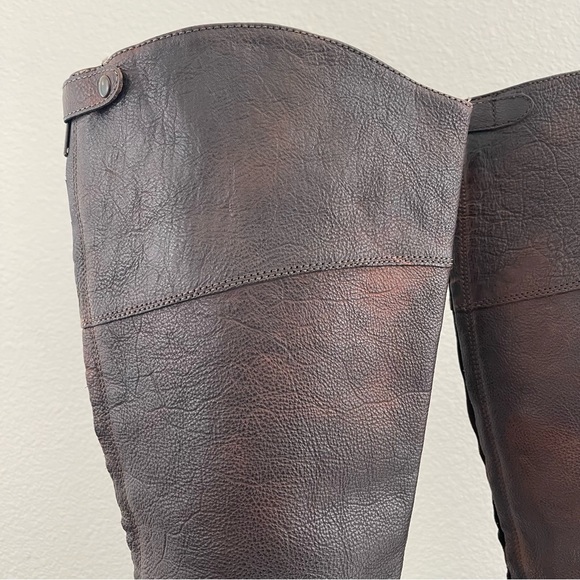 PATRICIA NASH Dark Brown Red Leather Loretta Tall Knee High Riding Heeled Boots - Picture 5 of 16